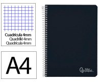 Cuaderno espiral liderpapel a4 witty tapa dura 80h 90gr cuadro 4mm con margen color negro