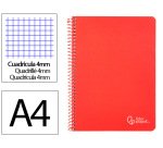 Cuaderno espiral liderpapel a4 witty tapa dura 80h 90gr cuadro 4mm con margen color rojo
