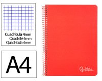 Cuaderno espiral liderpapel a4 witty tapa dura 80h 90gr cuadro 4mm con margen color rojo