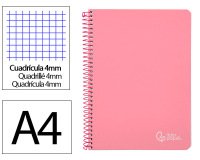 Cuaderno espiral liderpapel a4 witty tapa dura 80h 90gr cuadro 4mm con margen color rosa