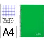 Cuaderno espiral liderpapel a4 witty tapa dura 80h 90gr cuadro 4mm con margen color verde