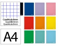 Cuaderno espiral liderpapel a4 witty tapa dura 80h 90gr cuadro 8mm con margen colores surtidos