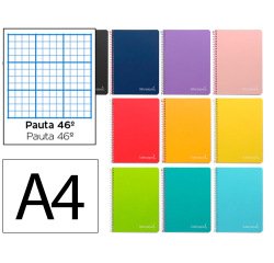 Cuaderno espiral liderpapel a4 witty tapa dura 80h 90gr rayado nº46 colores surtidos