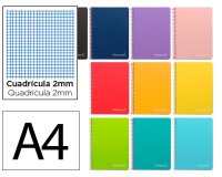 Cuaderno espiral liderpapel a4 witty tapa dura 80h 90gr milimetrado 2mm colores surtidos