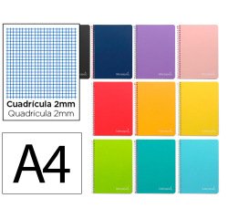 Cuaderno espiral liderpapel a4 witty tapa dura 80h 90gr milimetrado 2mm colores surtidos