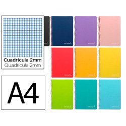 Cuaderno espiral liderpapel a4 witty tapa dura 80h 90gr milimetrado 2mm colores surtidos
