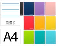 Cuaderno espiral liderpapel a4 witty tapa dura 80h 90gr rayado montessori 5mm colores surtidos