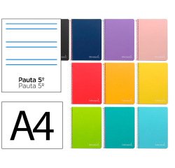 Cuaderno espiral liderpapel a4 witty tapa dura 80h 90gr rayado montessori 5mm colores surtidos