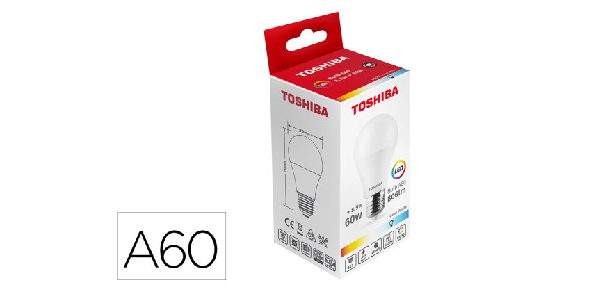 Bombilla led toshiba a60 e27 8.5w 6500k luz fria