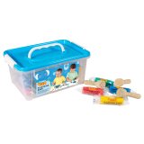 Plastilina jovi my first baby super blanda 38 g baul con 20 unidades colores surtidos + 9 sellos madera surtidos