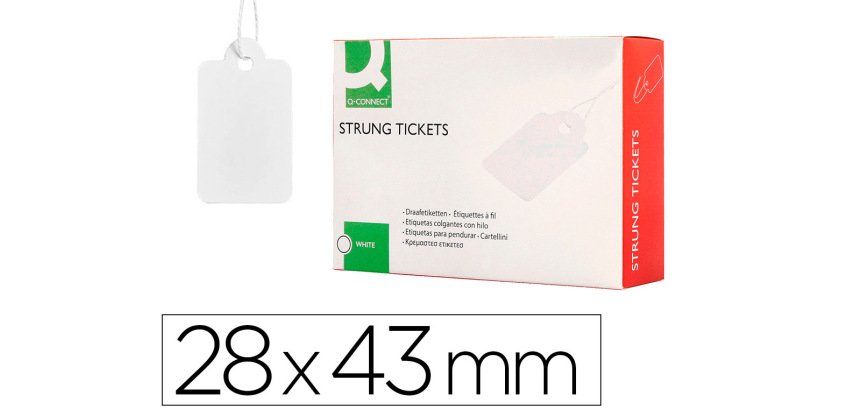 Etiquetas colgantes q-connect 28x43 mm caja de 500 unidades