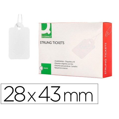 Etiquetas colgantes q-connect 28x43 mm caja de 500 unidades