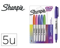 Rotulador sharpie permanente fino glam pop blister de 5 unidades colores surtidos