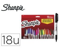 Rotulador sharpie permanente fino pack vuelta al cole pez blister de 18 unidades colores surtidos