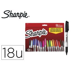 Rotulador sharpie permanente fino pack vuelta al cole pez blister de 18 unidades colores surtidos