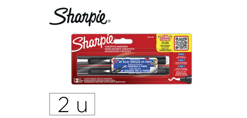 Rotulador sharpie acrylic punta redonda blister de 2 unidades blanco y negro
