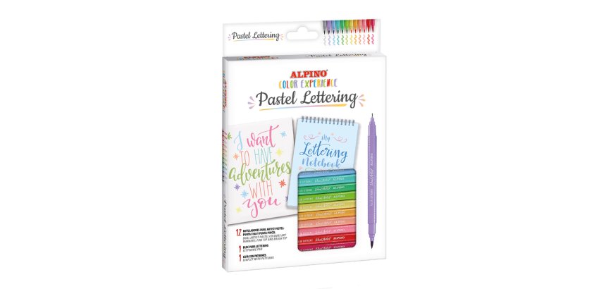 Rotulador alpino pastel lettering doble punta estuche de 12 unidades colores surtidos
