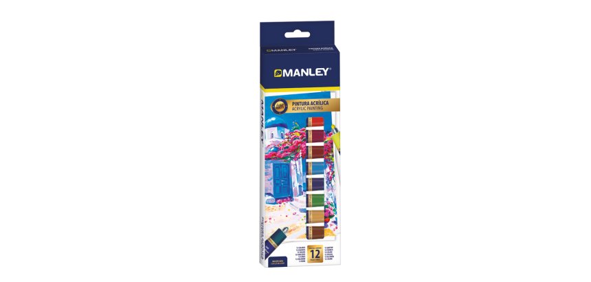 Pintura acrilica manley 12 ml caja de 12 unidades colores surtidos