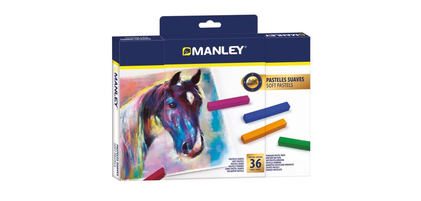 Lapices pastel manley suaves caja de 36 unidades colores surtidos
