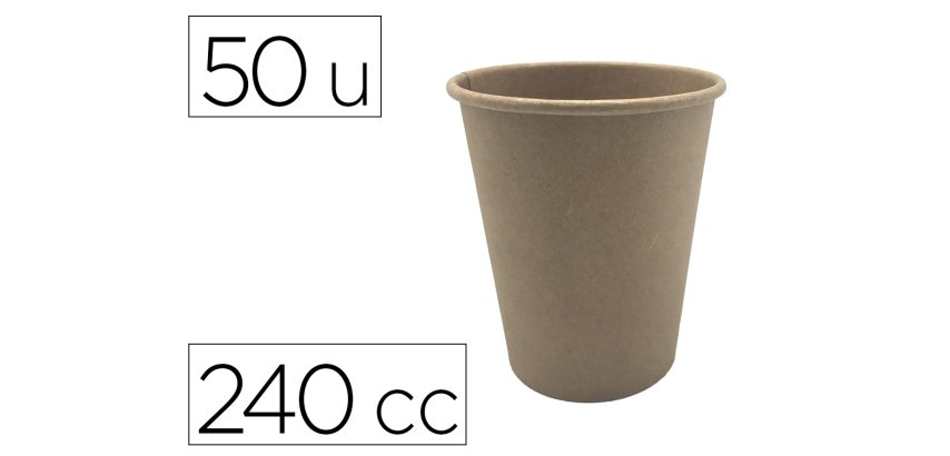 Vaso termico carton kraft 240 cc paquete de 50 unidades