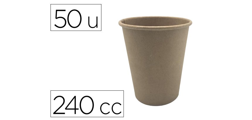 Vaso termico carton kraft 240 cc paquete de 50 unidades