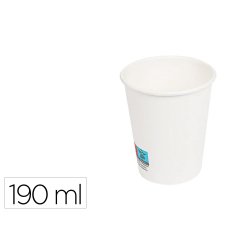 Vaso de papel blanco bunzl reciclable pefc 190 ml apto bebidas frias y calientes paquete de 50 unidades