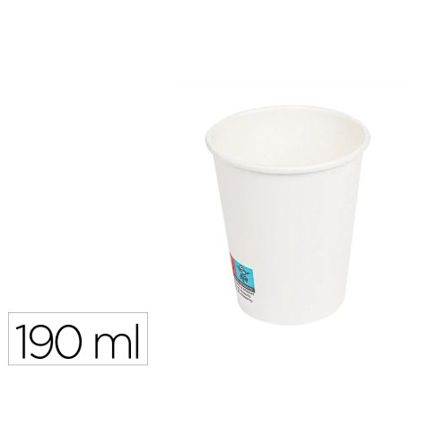 Vaso de papel blanco bunzl reciclable pefc 190 ml apto bebidas frias y calientes paquete de 50 unidades