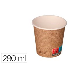 Vaso de papel kraft bunzl reciclable pefc 280 ml apto bebidas frias y calientes paquete de 50 unidades