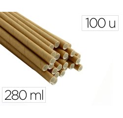 Sorbete bunzl papel kraft marron reciclado 6x200 mm caja de 100 unidades