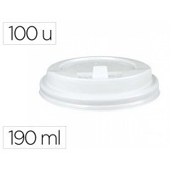 Tapa para vaso bunzl 190 ml poliestireno con orificio paquete de 100 unidades