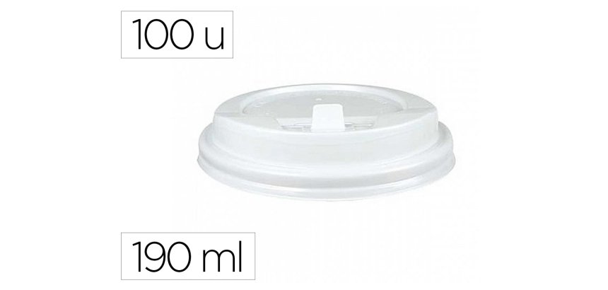 Tapa para vaso bunzl 190 ml poliestireno con orificio paquete de 100 unidades