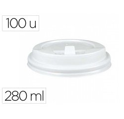 Tapa para vaso bunzl 280 ml poliestireno con orificio paquete de 100 unidades