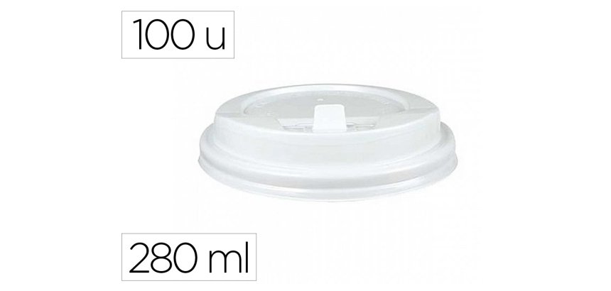 Tapa para vaso bunzl 280 ml poliestireno con orificio paquete de 100 unidades