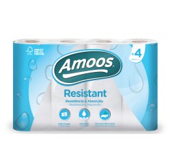 Papel de cocina amoos 2 capas 100 mm diametro x 224 mm alto 42g/m2 36 servicios paquete de 4 rollos