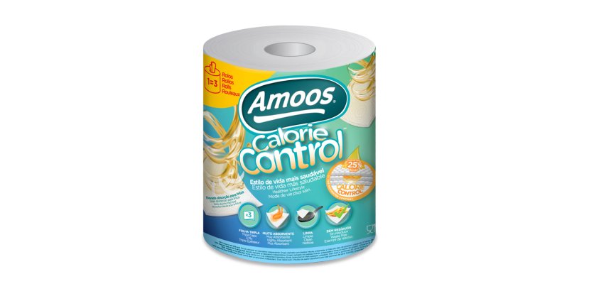 Papel de cocina amoos calorie control 3 capas 58g/m2 109 servicios rollo