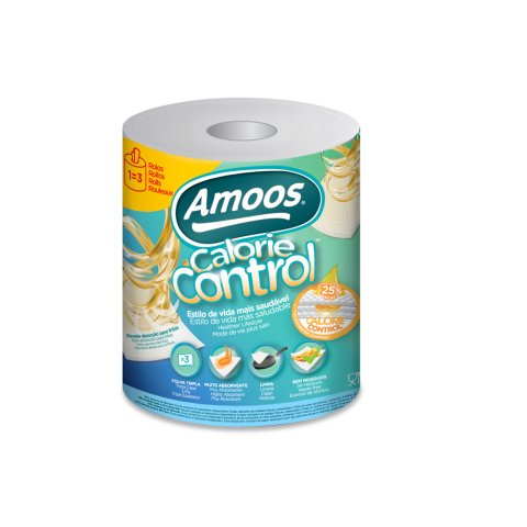 Papel de cocina amoos calorie control 3 capas 58g/m2 109 servicios rollo