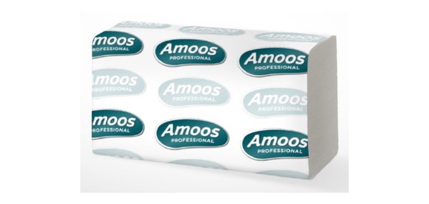 Toalla secamanos amoos industrial 2 capas 32g/m2 21x22 cm caja de 20 paquetes de 142 unidades