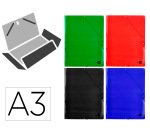 Carpeta liderpapel gomas tres solapas carton plastificado 800 gr din a3 colores surtidos