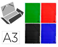 Carpeta liderpapel gomas tres solapas carton plastificado 800 gr din a3 colores surtidos