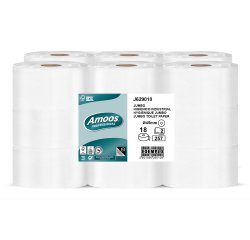 Papel higienico amoos jumbo industrial 2 capas 30g/m2 paquete de 18 rollos