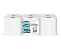 Papel secamanos amoos industrial 2 capas 32g/m2 celulosa blanco 60 m paquete de 6 bobinas