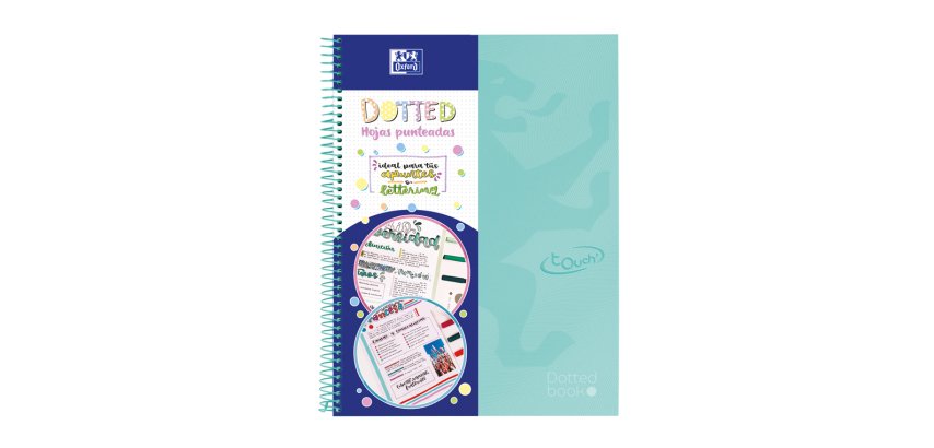 Cuaderno espiral oxford europeanbook 0 school touch tapa extradura din a4+ 80 hojas puntos verde menta