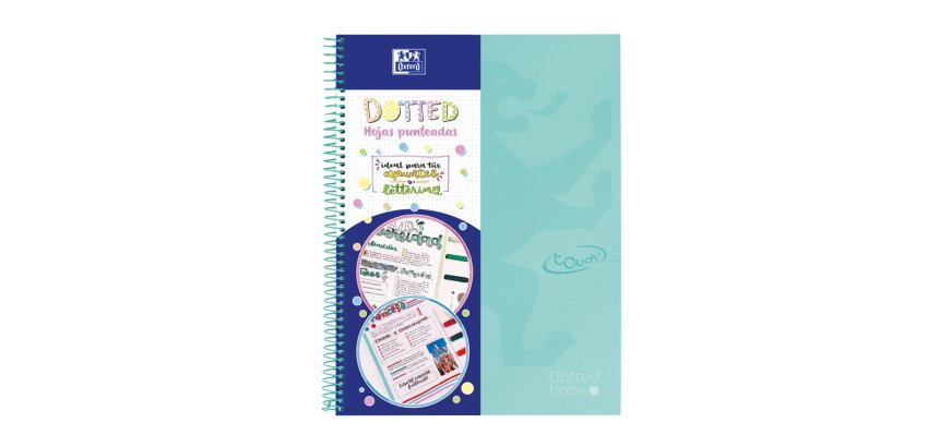 Cuaderno espiral oxford europeanbook 0 school touch tapa extradura din a4+ 80 hojas puntos verde menta