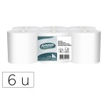 Papel secamanos amoos industrial 2 capas 32g/m2 blanco 90 m paquete de 6 rollos