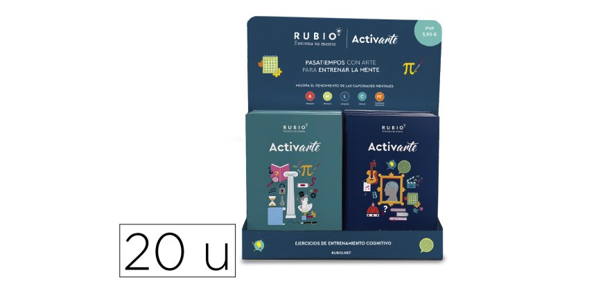 Cuaderno rubio entrena tu mente activarte expositor sobremesa 10 unidades n 1 y 10 unidades n 2