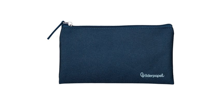 Estuche portatodo liderpapel plano ancho una cremallera 200x100 mm azul marino