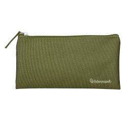 Estuche portatodo liderpapel plano ancho una cremallera 200x100 mm verde militar