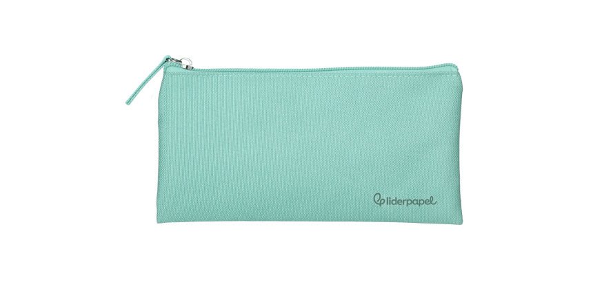 Estuche portatodo liderpapel plano ancho una cremallera 200x100 mm verde manzana
