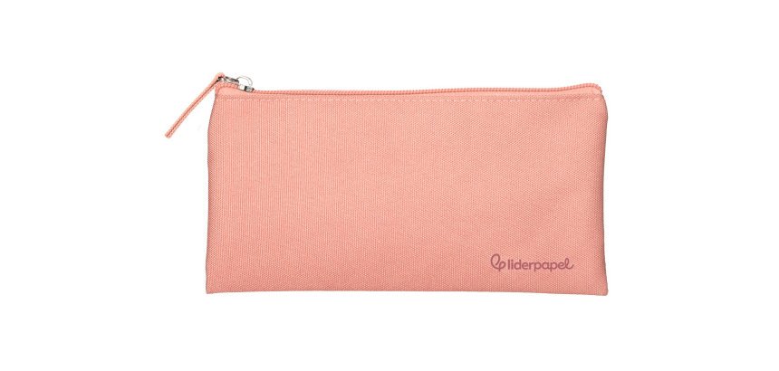 Estuche portatodo liderpapel plano ancho una cremallera 200x100 mm rosa