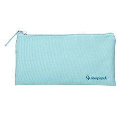 Estuche portatodo liderpapel plano ancho una cremallera 200x100 mm azul celeste